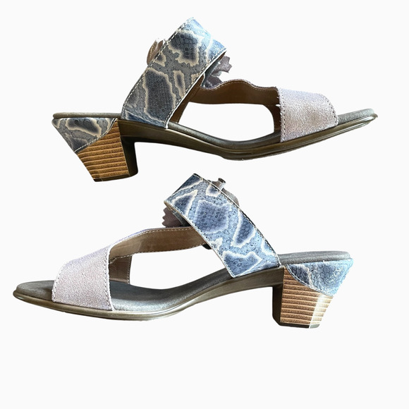 NEW L'ARTISTE SPRING STEP Cassana Size EU 42 Blue/Silver Leather Slide Sandals - Picture 3 of 11